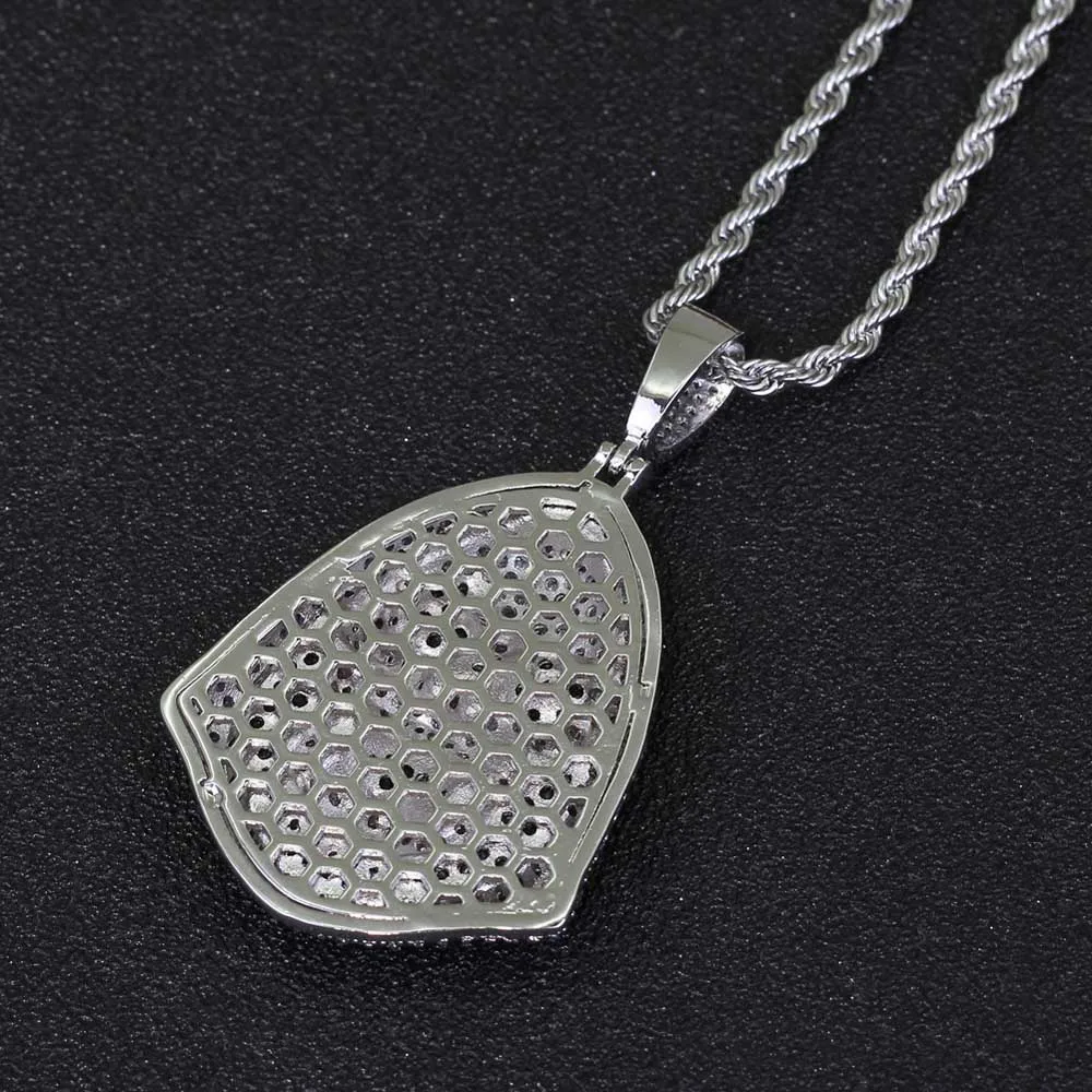 Mens Woman Hip-hop Trendy Iced Out Cubic Zirconia Funny Skull Death Cartoon Pendant Necklaces Bling Jewelry Hallowmas Gift | Украшения и