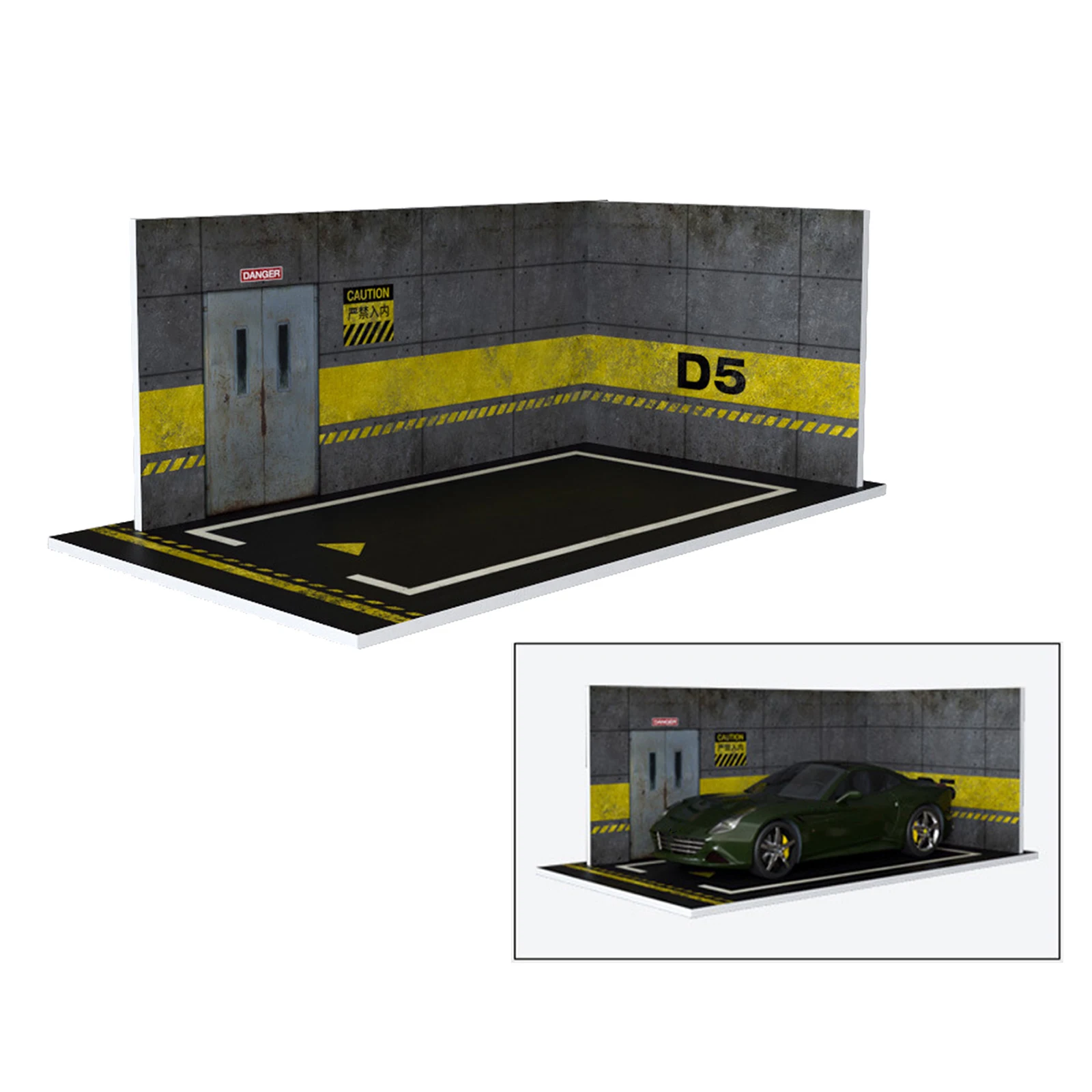 

2xExquisite 1/24 Parking Lot Scene Garage DIY Collection Decoration Ornament yellow