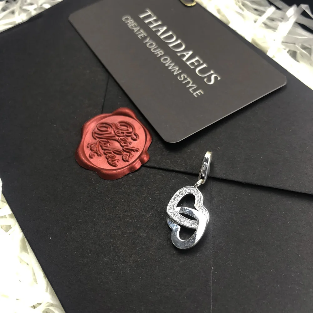 Летний стиль серебро 925 пробы двойное сердце кулон роскошные ювелирные изделия