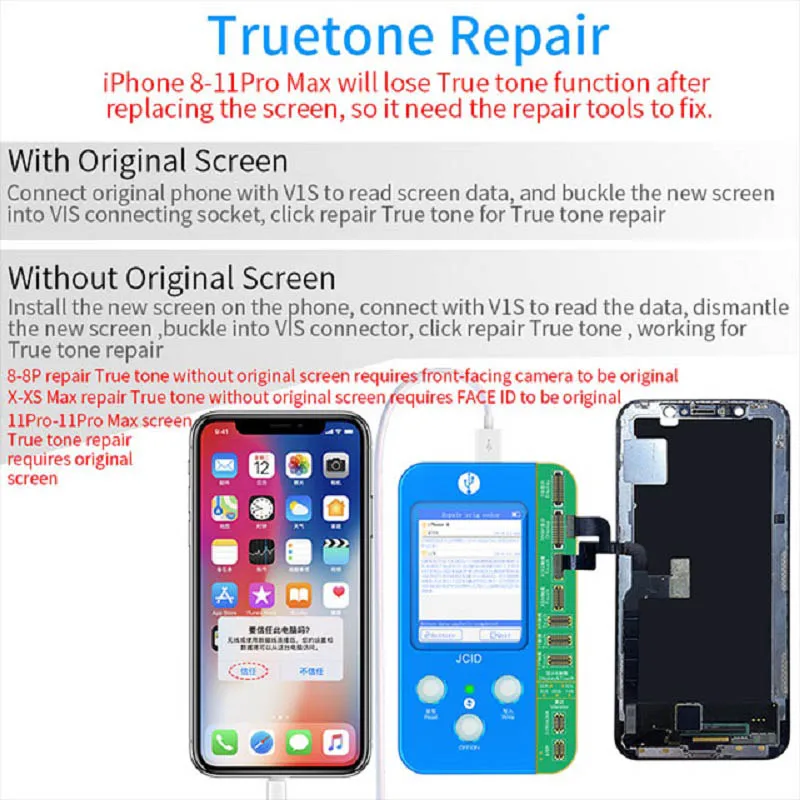 ЖК программатор JC V1S для телефона 7 7P 8 X XS 11 Pro MAX 12 сканер отпечатков пальцев