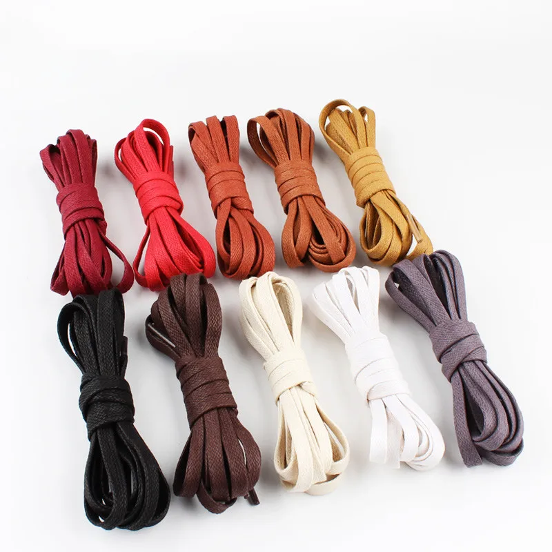 50 Pair/Lot  Waxed Flat Shoelaces Leather Waterproof Casual Shoes Laces Unisex Boots Shoelace 70 90 120 140 160CM