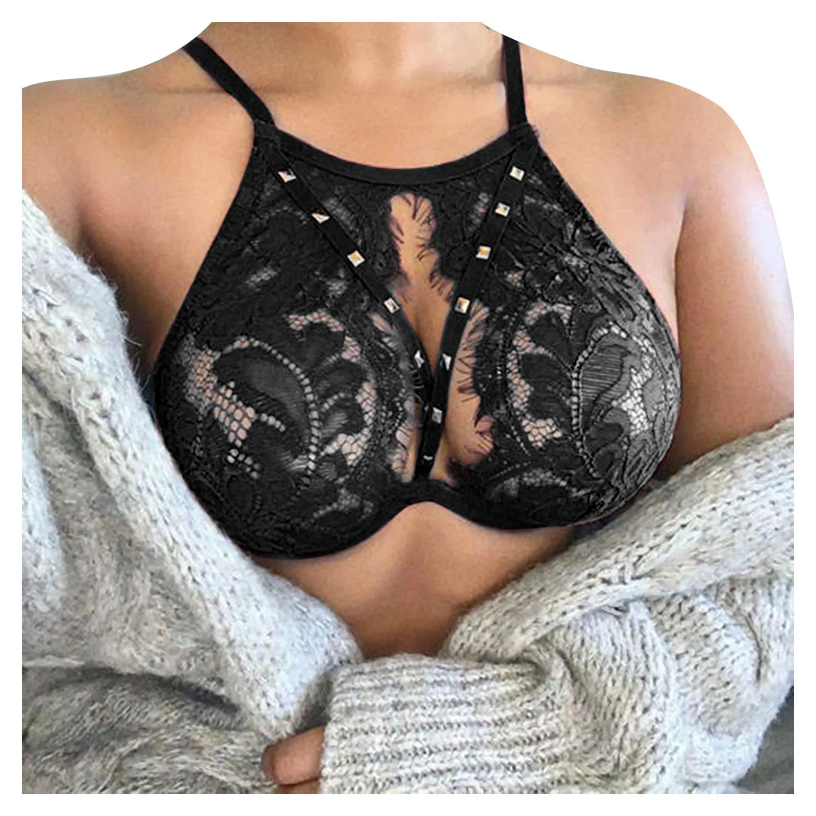 

Sexy Fashion Women Solid Color Lingerie Lace Bandage Set Bikinie Erotic Costumes Beacher Hollow Solid Color Lace Sexy Lingerie