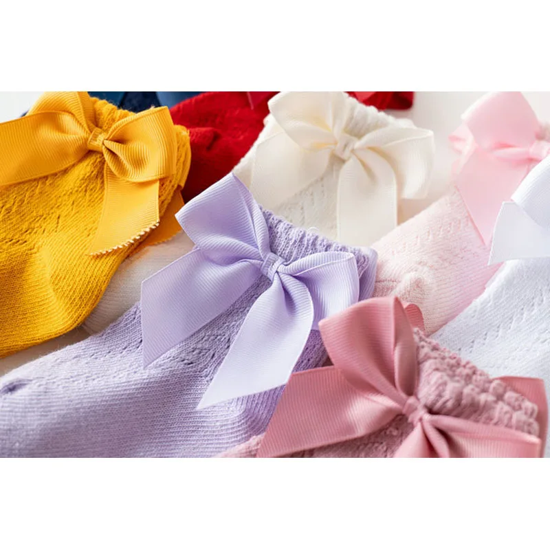 Детские милые белые носки принцессы Мягкие сетчатые в стиле &quotЛолита&quot с бантом