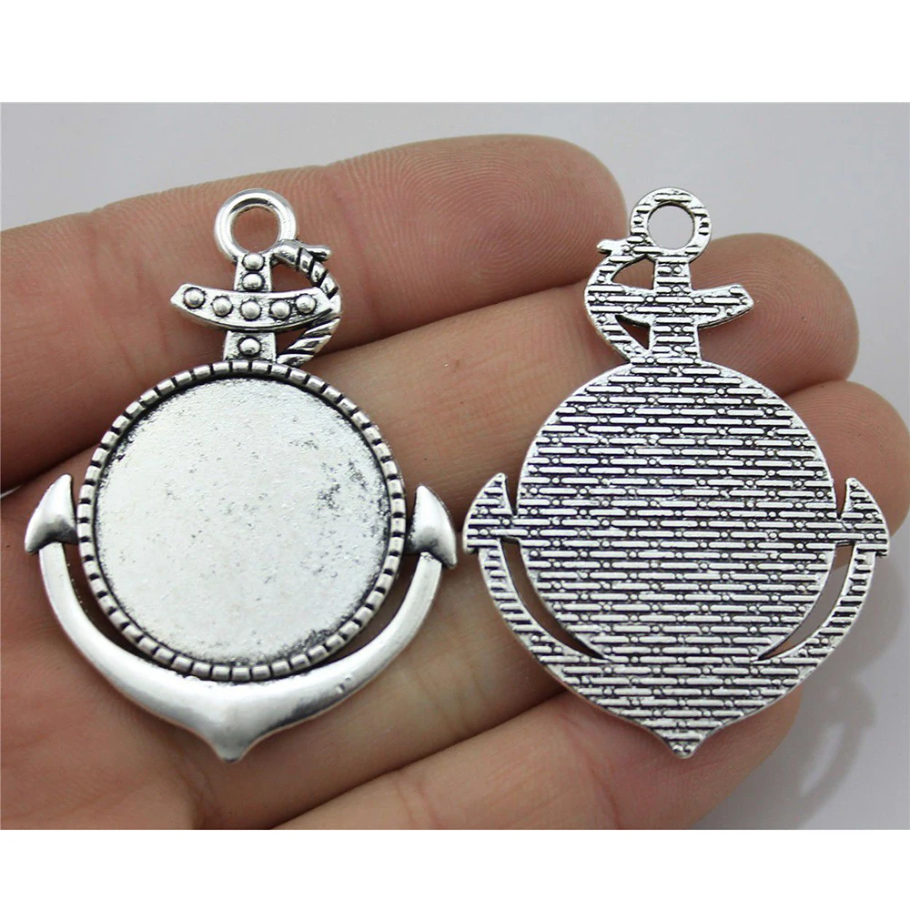 

2pcs 25mm Round Anchor Style pendant base jewelry finding & components