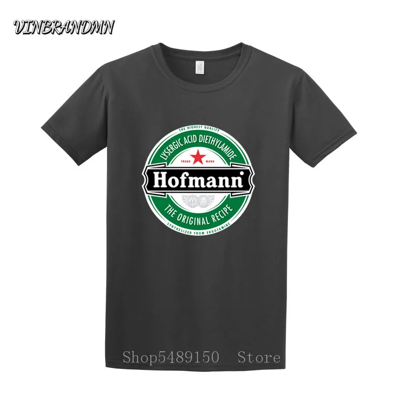 Funny Oversized Casual T-shirt Unique Adults Hofmann LSD Beer Label T Shirt Short Sleeve Top Tees Stretchy Organic Cotton Tshirt | Мужская