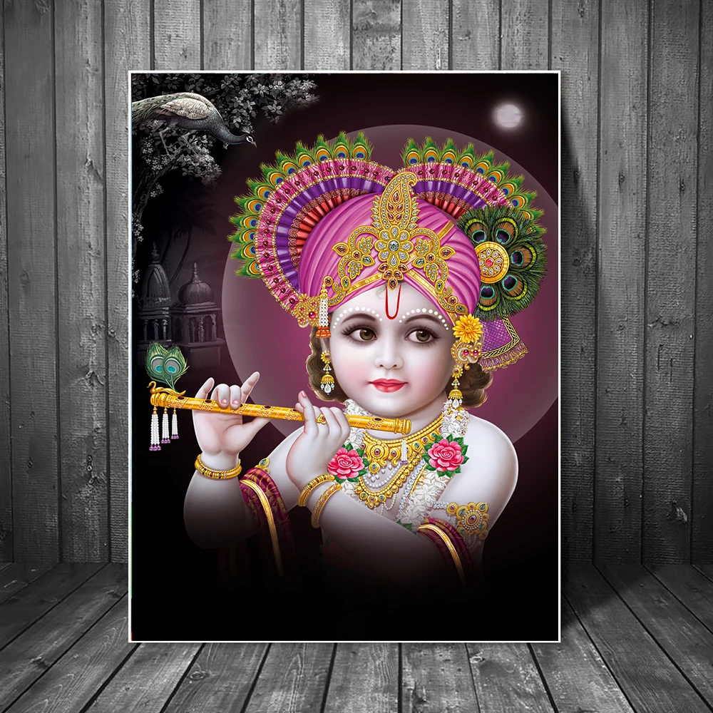 

Hindu God Baby Canvas Painting Lord Bal Krishna Religious Hinduism Posters and Prints Wall Art Woman Bedroom Decor Pictures