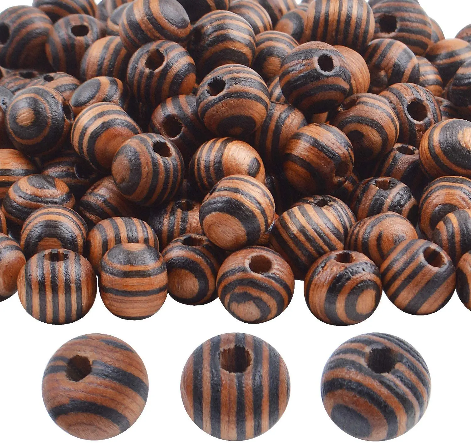 

200 Piece Natural Wooden Beads Spacer Beads Round Pearls for Crafting Decoration Jewelry Making,10mm