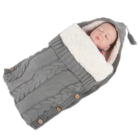 warm baby sleeping bag newborn knit photography swaddling blanket envelope winter kid sleepsack stroller knitted sleep sack