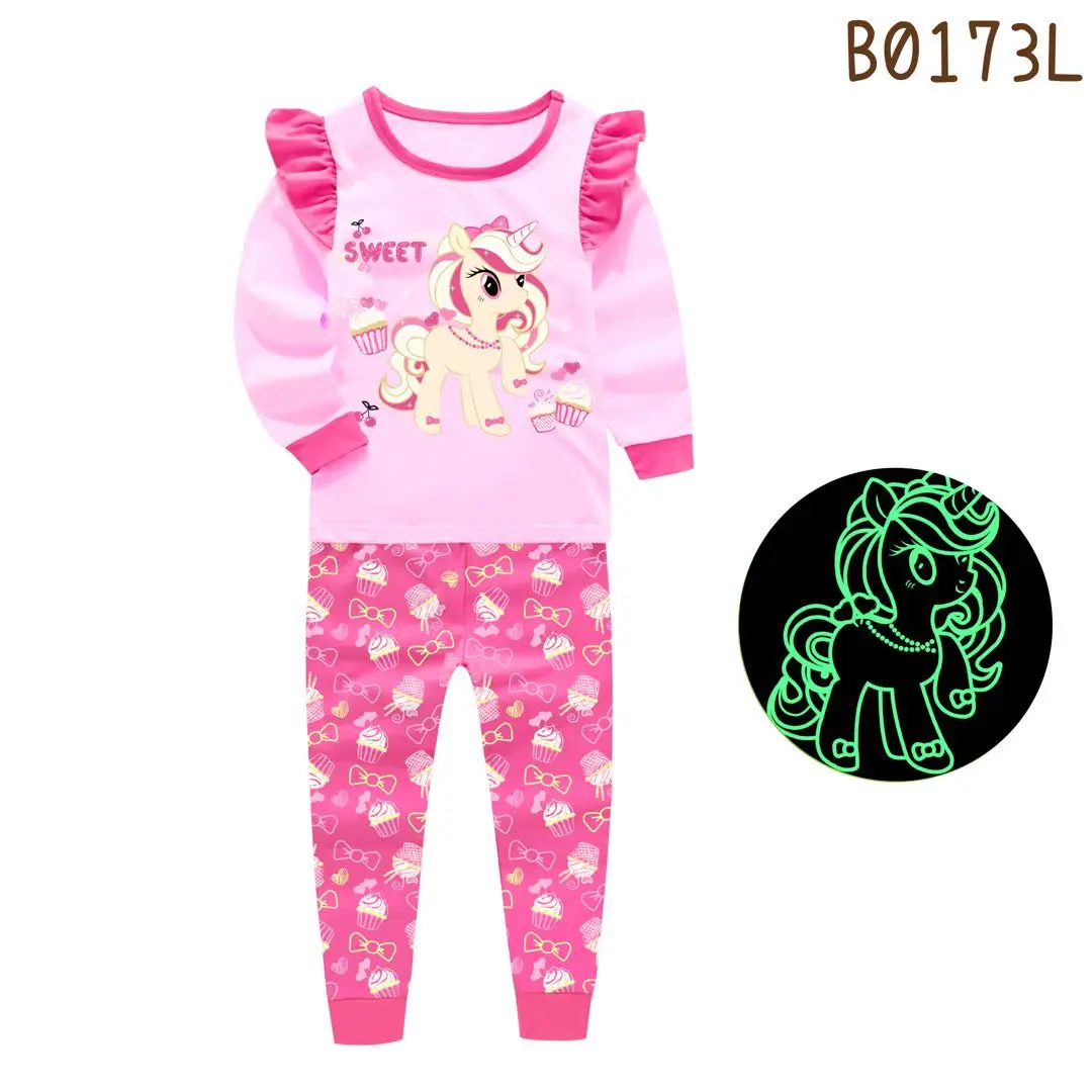 

Children Cotton Pajama Set Cartoon pyjama Girl Clothes Autumn Kids Pjs Baby Glow In The Dark For Teen Girls Unicorn-Pijama Sleep