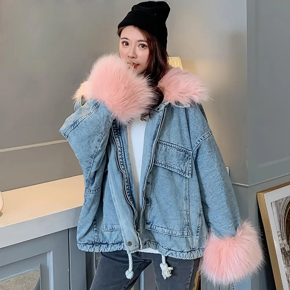 Зимняя женская джинсовая куртка с меховым пальто 2020 зимняя Женская парка теплая