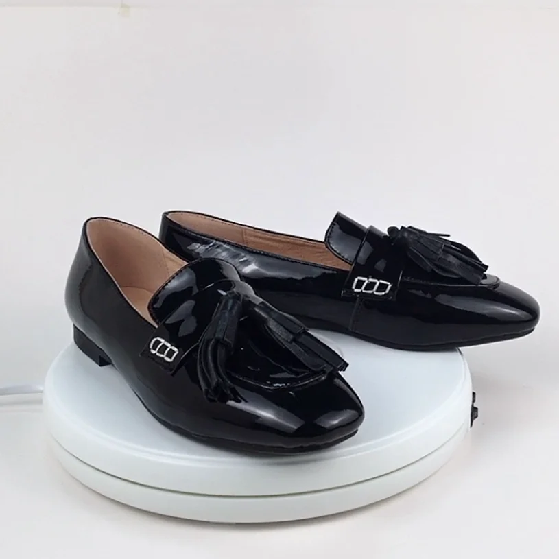 

Nice female Loafer black leather oxford ballerina flats ladies shoes moccasins slip-on women casual shoes zapatos