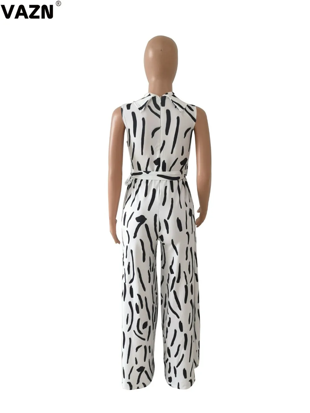 VAZN OME9611 Casual High Street Sexy Office Jumpsuits Off Shoulder Log Pants White Black Lady Straight Sleeveless Romper