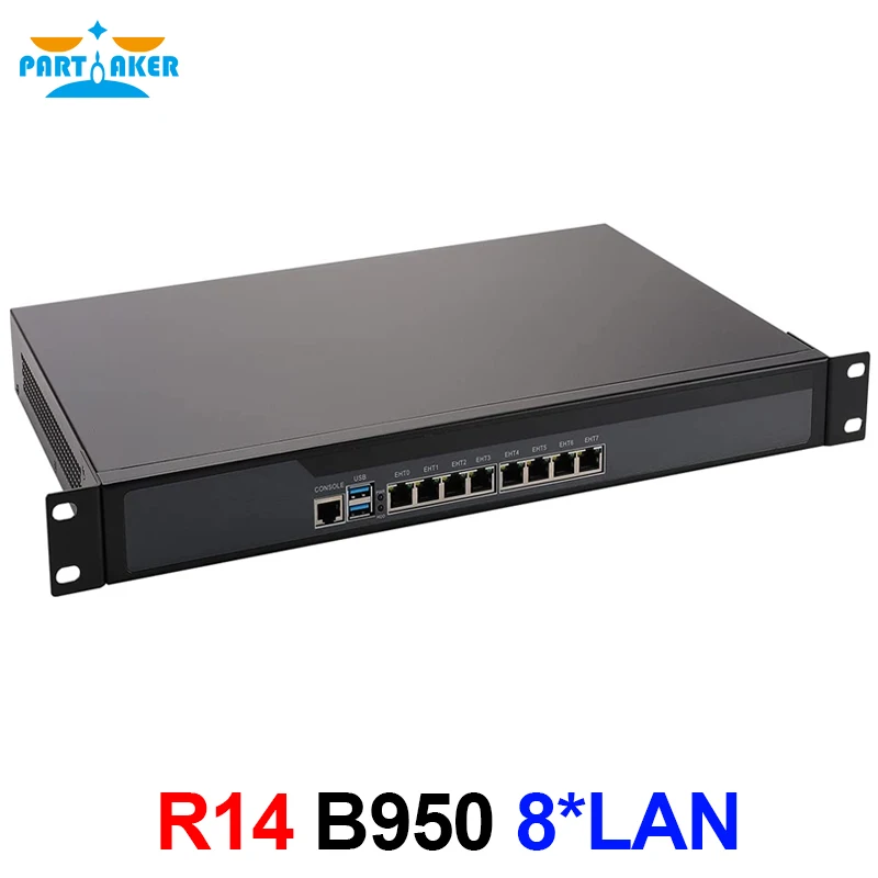 Partaker R14 Firewall Appliance 8*Intel I211 Gigabit Ethernet Router Server VPN with B950 B960 processor 19 Inch 1U Rackmount