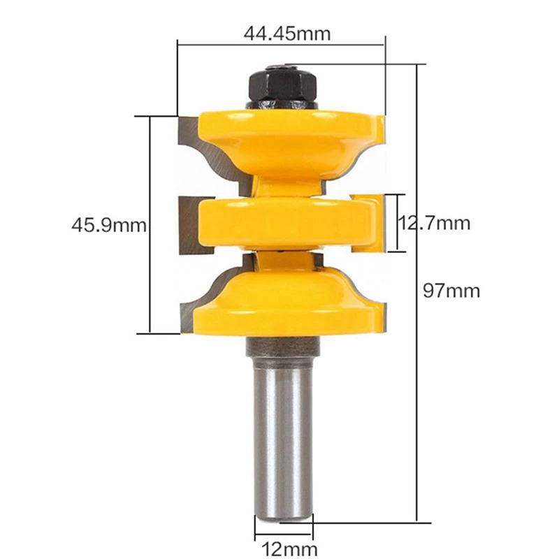 

3 Pcs 12Mm Shank Entry Interior Tenon Door Router Bit & 5 Pcs Router Square Hole Drill Bit