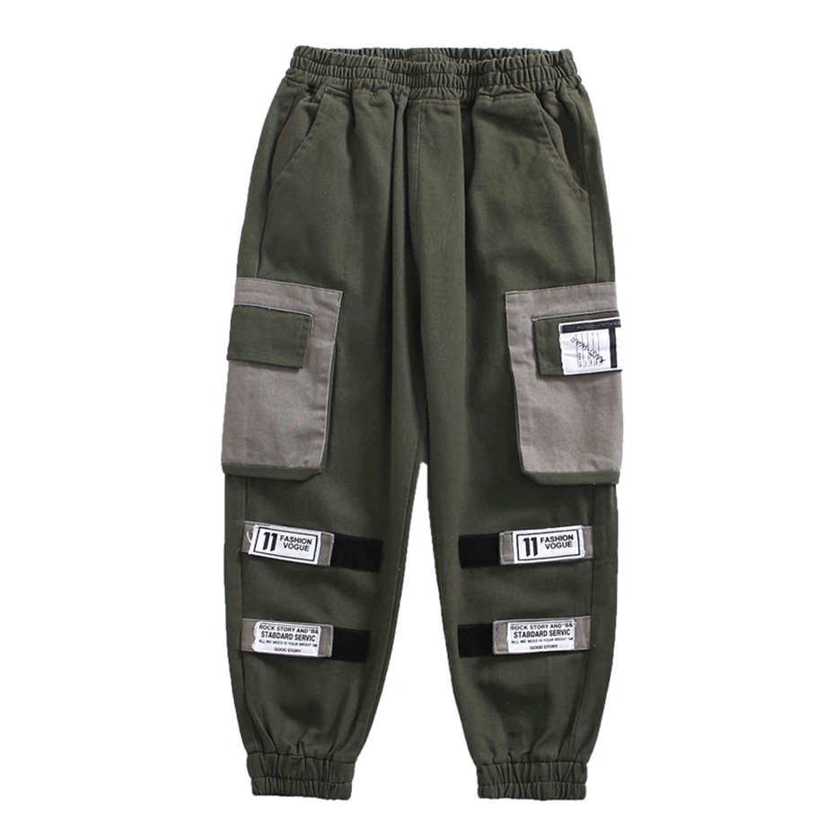 Штаны для мальчиков лоскутные брюки-карго модные детские брюки с этикетками