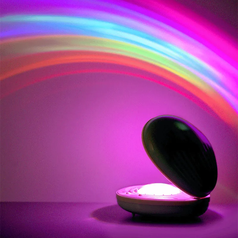 Creative LED Colorful Gradient Night Light USB Chargeable Novelty Shell Rainbow Projector Lamp Romantic Atmosphere Birthday Gift