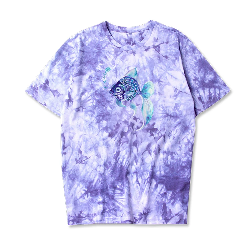 

Kawaii Animals Whale Print Tie Dye Pajamas Women Summer Cotton Short Sleeves Home Wear Fashion Korean Gradient Loose Sleepwear