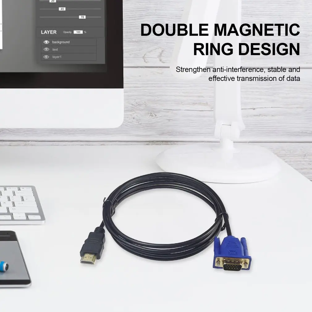 Кабель HDMI/VGA 1 м 1080P HD с аудиоадаптером | Электроника