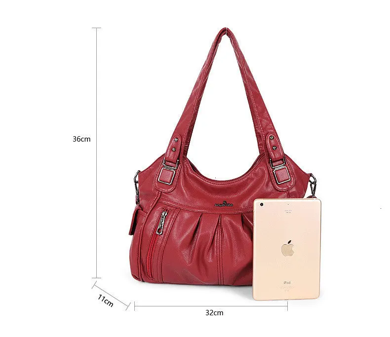 Cgmana Designer Famous Brand Washed Soft Leather Luxury Handbags High Quality Women Shoulder Bags