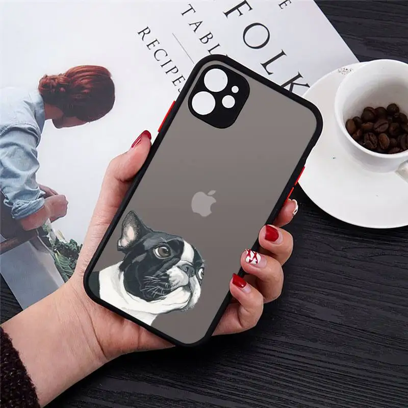 

Dog French Bulldog Phone Case matte transparent For iphone 7 8 11 12 plus mini x xs xr pro max cover