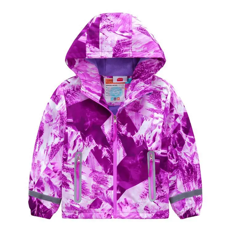 

Brand Spring Autumn Rainproof Fleece Child Coat Baby Girl Jacket Lavender Print Children Outerwear Kids Outfits 3-12 Years Old