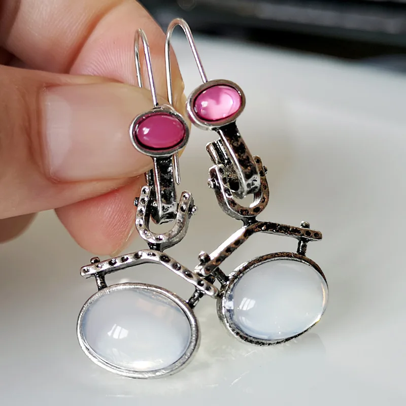 

Vintage Drop Earrings For Women Lady Pink White Stone Crystal Long Hanging Dangle Earrings Pendientes Mujer Moda 2019 O5D335