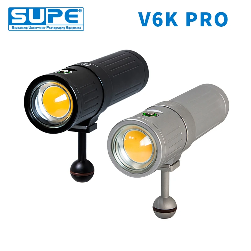 SUPE Scubalamp V6K PRO 12000 люмен подводный фото видео свет подводный фонарик поиск свет угол луча 120 Высокий Средний затемнения