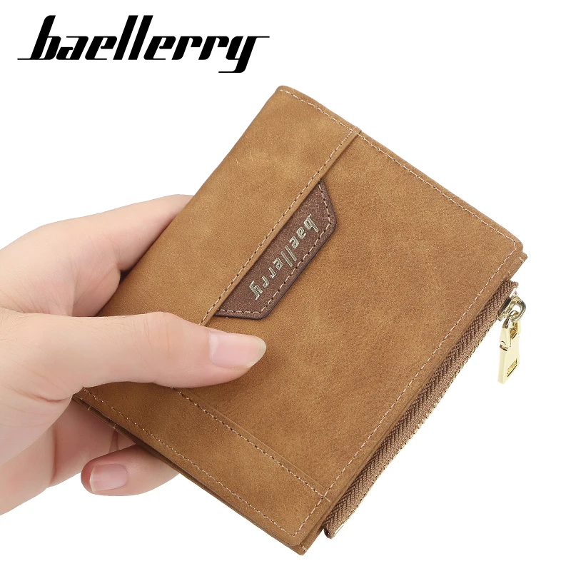 

Men Wallet Vintage Zipper Leather Wallet Money Bag Credit Card Holders Dollar Bill Wallet Clutch Purse for Boy Use Short Wallet