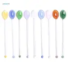 Стеклянная палочка для перемешивания P15D, симпатичная креативная ложка для сока, кофе с длинной ручкой, 9 видов на выбор