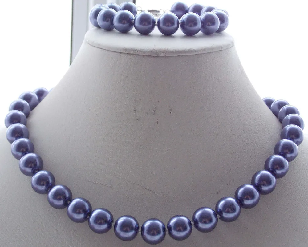 Бесплатная доставка&gt AAA 12 мм Фиолетовый Синий Южное море Жемчужное ожерелье