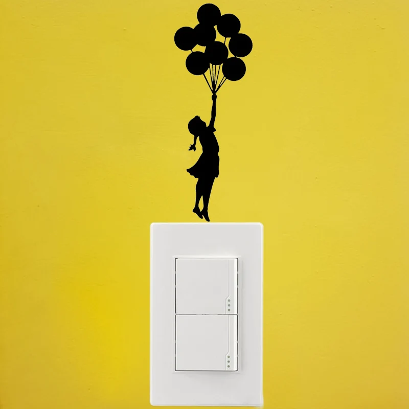 Летающий воздушный шар девушка мультфильм аксессуары наклейка на стену