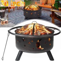 30 outdoor fire pit wood burning steel bbq grill firepit bowl with mesh fire pit outdoor fireplace for backyard camping picnic