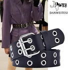 Женский кожаный ремень в стиле панк DWTS, модный регулируемый ремень с кольцами в ряд, декоративный ремень в стиле панк