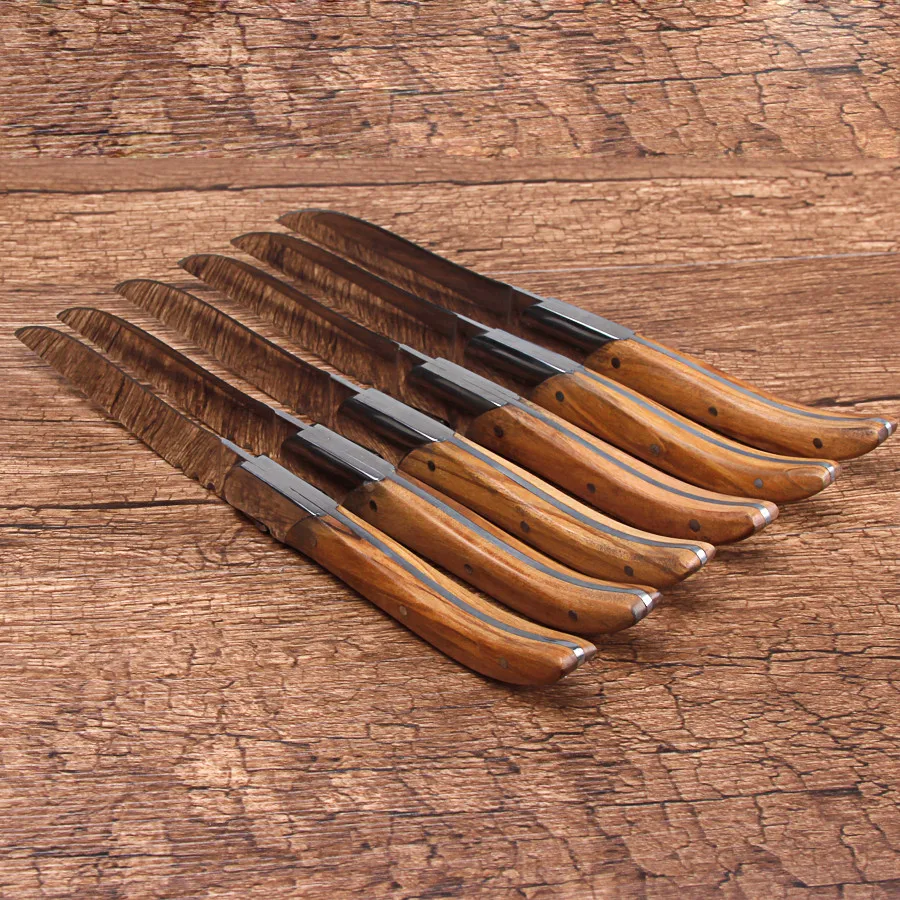 6 комплектов нож для стейка из нержавеющей стали с деревянной ручкой|Обеденные