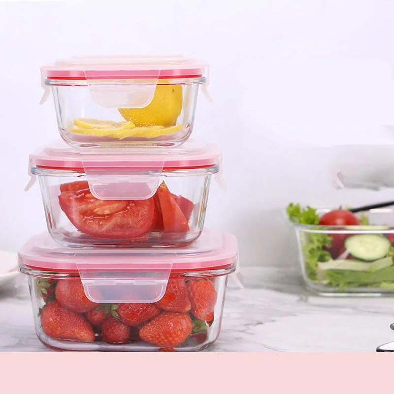 

Glass Lunch Box Microwave Oven Special Preservation Box Household Cover Lunch Box Refrigerator Storage Sealed Box Glass Bowl