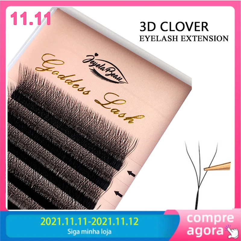 

2021 New W Eyelash Extensions 3D Clover Shape Volume Russian Lashes Premade Volume Fans Natural False Eyelash Makeup Tool