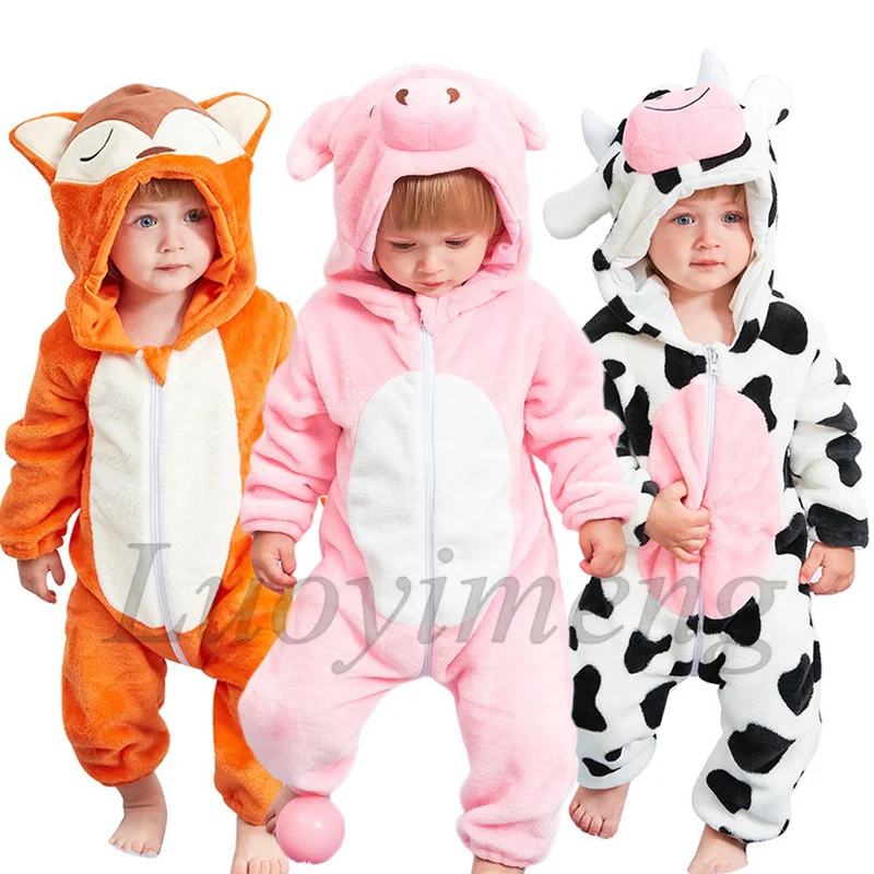 

Baby Girl Clothes Newborn Infant Romper Boys Pajamas Animal Onesies Jumpsuit Fox Tiger Homewear Costumes Flannel Kids Overalls