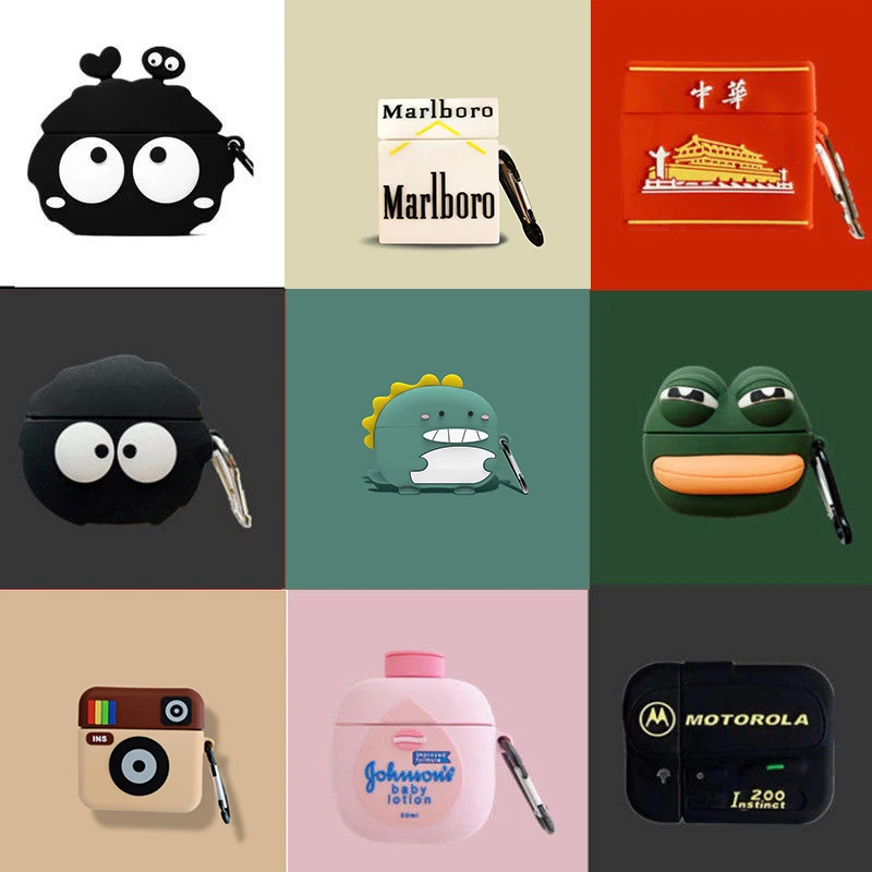

Case For Airpods 1/2/Pro Cute Cartoon 3D Sad frog Dinosaur Silicone Soft Earphone Charging Box Cover For Apple Airpods 2
