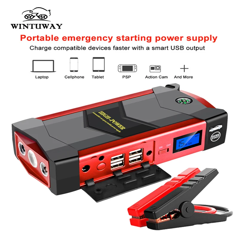 WINTUWAY новый автомобильный стартер 12 В 4USB портативный аккумулятор бустер зарядное