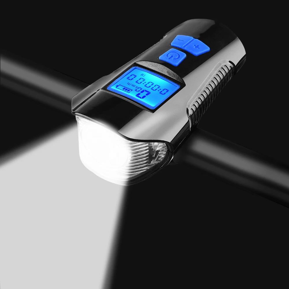Велосипедный светильник USB 4 режима лампа и велосипедный компьютер 6 режимов Рог вспышка светильник велосипедный Спидометр светодиодный передний светильник s велосипедный головной светильник