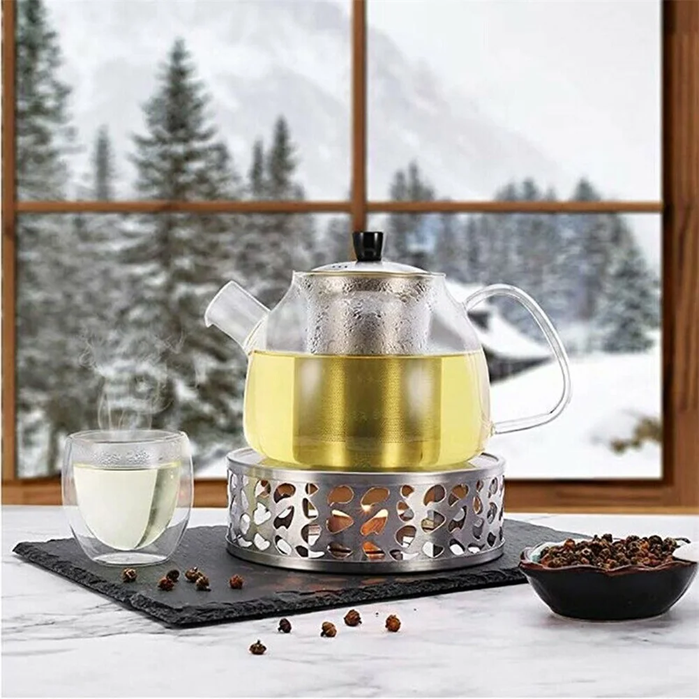 

1 Pcs Portable Stainless Steel Teapot Warmer With Tea Light Holder For Tea And Coffee Pots For Home Cafe Kitchen Tools