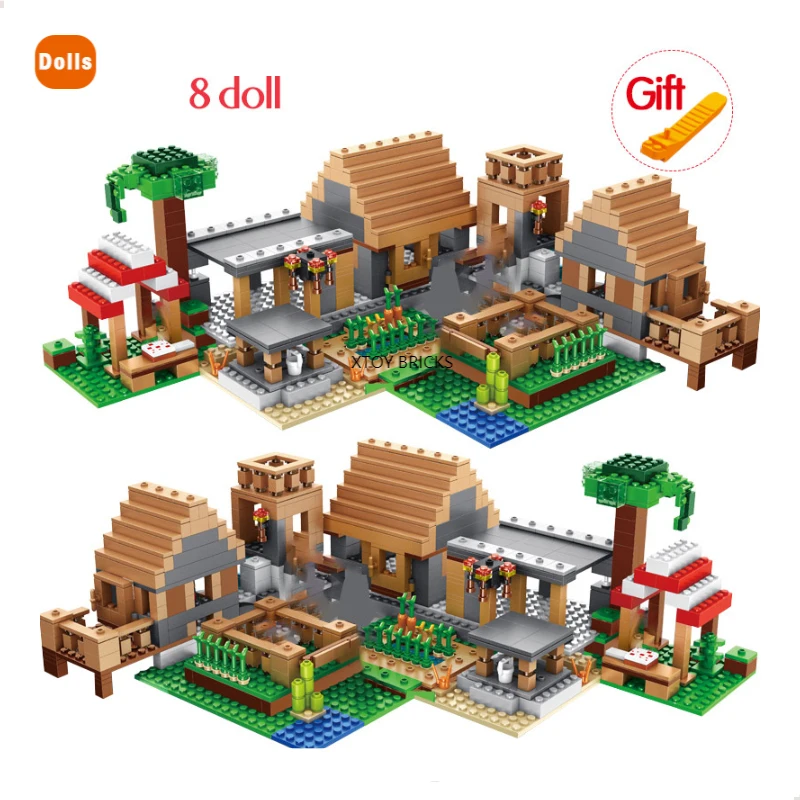 

My World The Farm Cottage Village House Building Blocks with Figures Compatible 21128 DIY Bricks Toys for Children