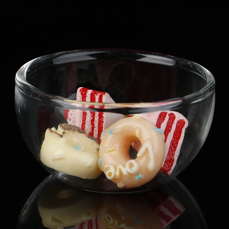 

1:12 Miniature Glass Fruit Bowl Salad Bowl Dollhouse Kitchen Accessories DIY Toys for Baby