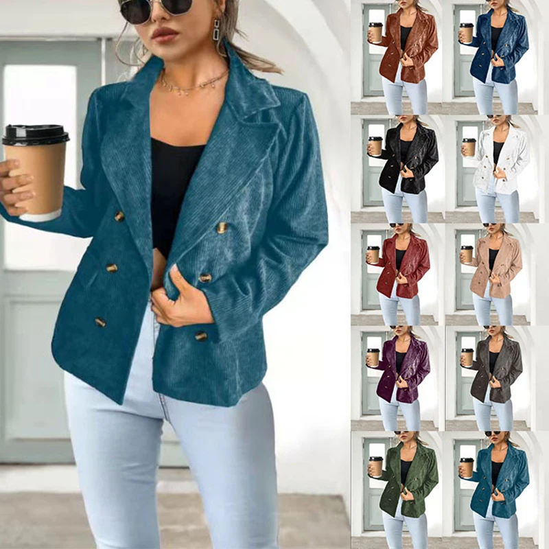 

Autumn And Winter New Fashion Women's Button Cardigan Jacket Coat Street Long Sleeve Turn Down Collar Slim Solid Ladies Outwear