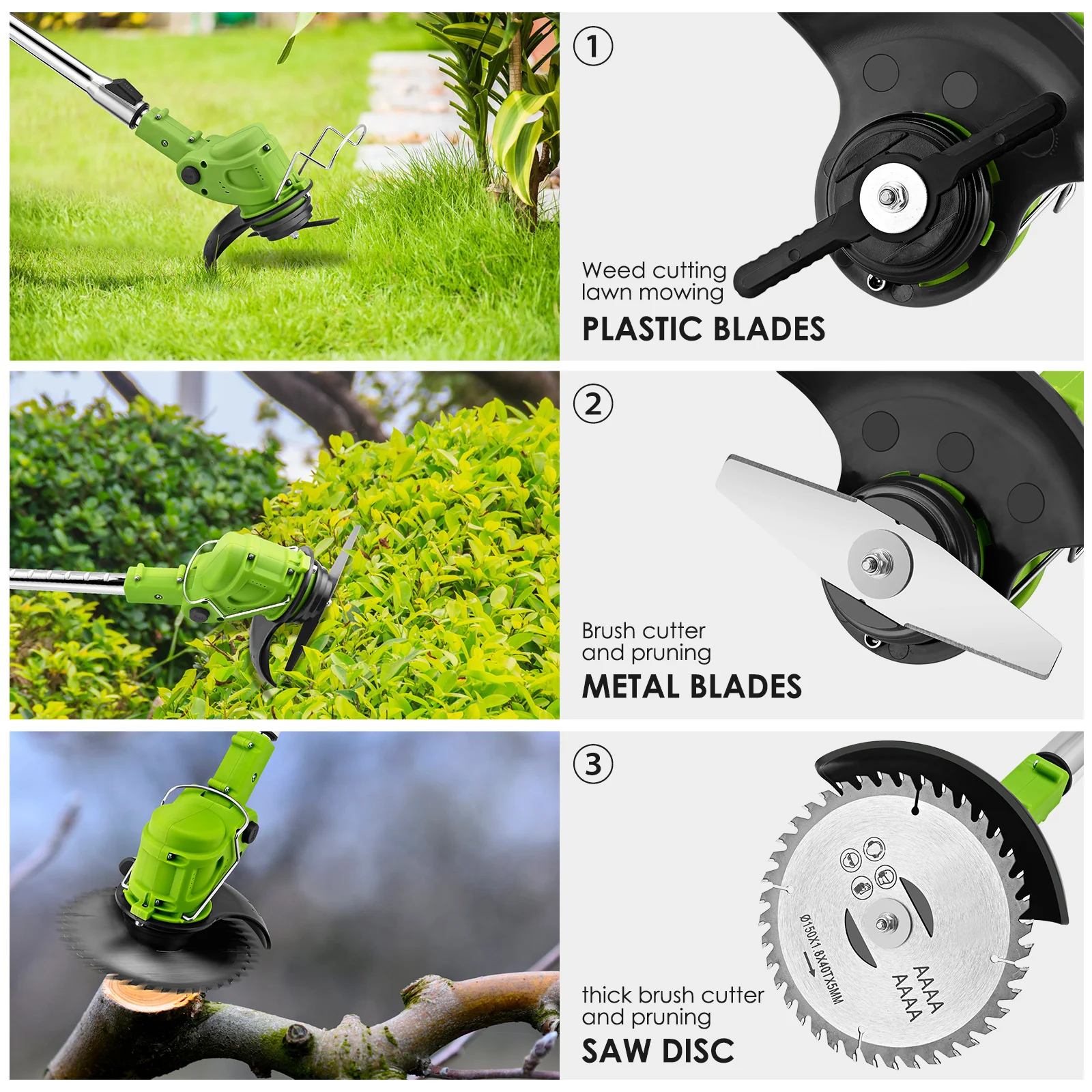 

Electric Cordless Grass Trimmer Mower Brush Cutter with 24V 3000mAh Li-ion Battery Lawn Mower Garden Tools for Weed-Wacking