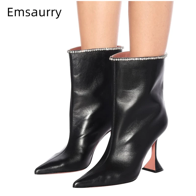 2021 Кубок каблук полусапожки женская обувь со стразами С украшением в виде