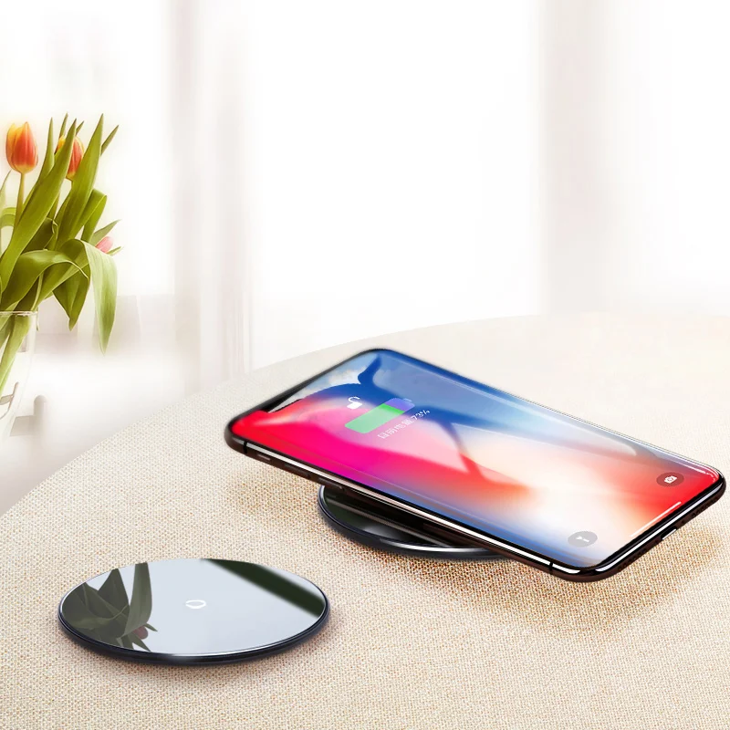 Baseus 10 Вт Qi Беспроводное зарядное устройство для iPhone XR XS Max X 8 прозрачная стеклянная Беспроводная зарядная площадка для samsung Galaxy S9 S8 Note 10