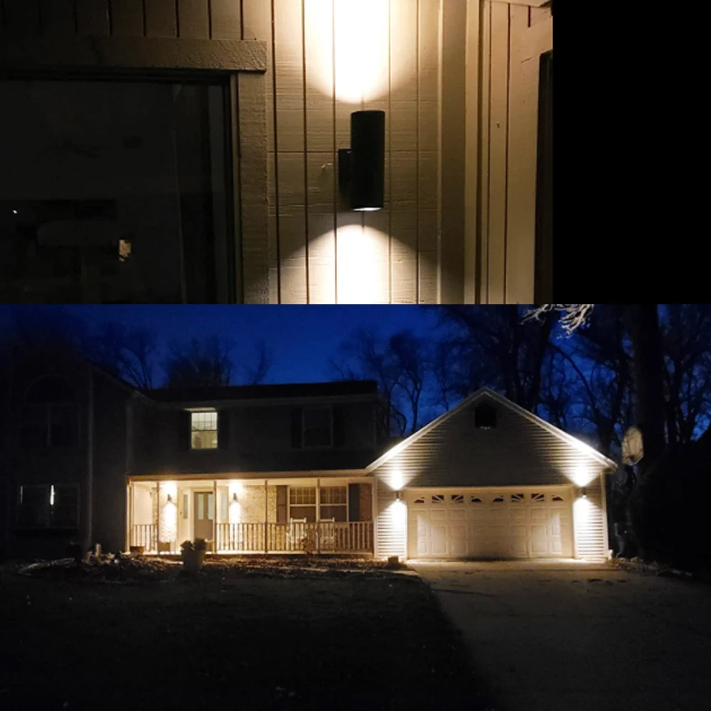 

30W Led Outdoor Wall Sconces Matte Black Aluminum Wall Lights Up Down Cylinder Wall Lamp Exterior Light Fixture for Garden Porch