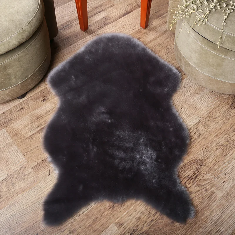 1Pcs Soft Fur Artificial Sheepskin Hairy Carpet For Bedroom Living Room Skin Plain Rugs Fluffy Area Washable Faux Mat | Дом и сад