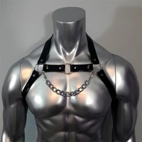 fetish gay men harness belts adjustable gothic leather tops body chest bondage harness strap punk rave costumes for bdsm gay sex